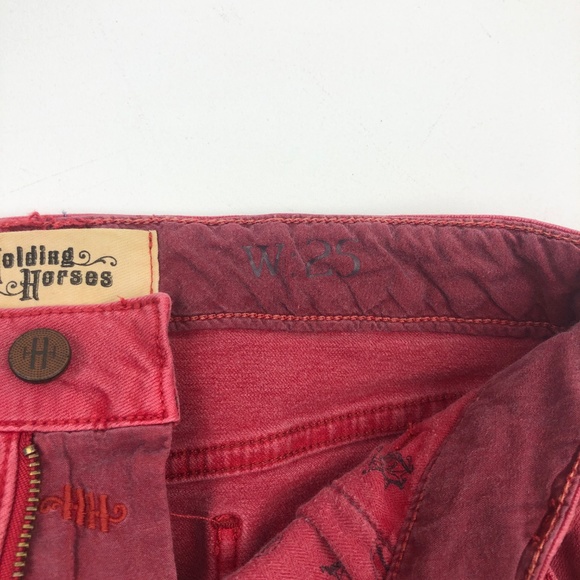 Anthropologie Holding Horses Red Denim Jean Skirt - Picture 6 of 8